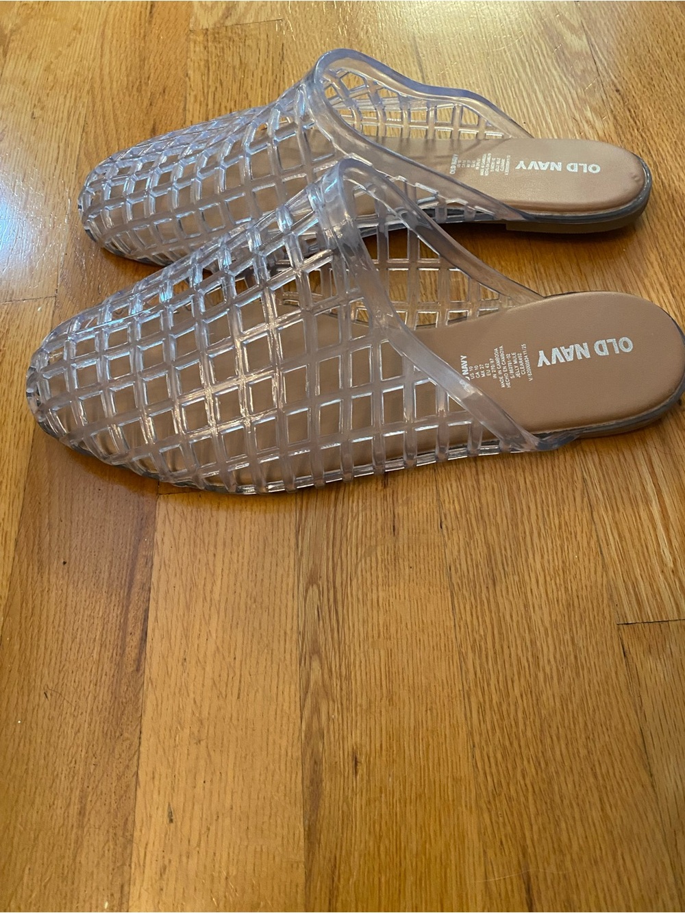 Old Navy Clear Grid Jelly Slide Mules with Tan Insole - Picture 2 of 4